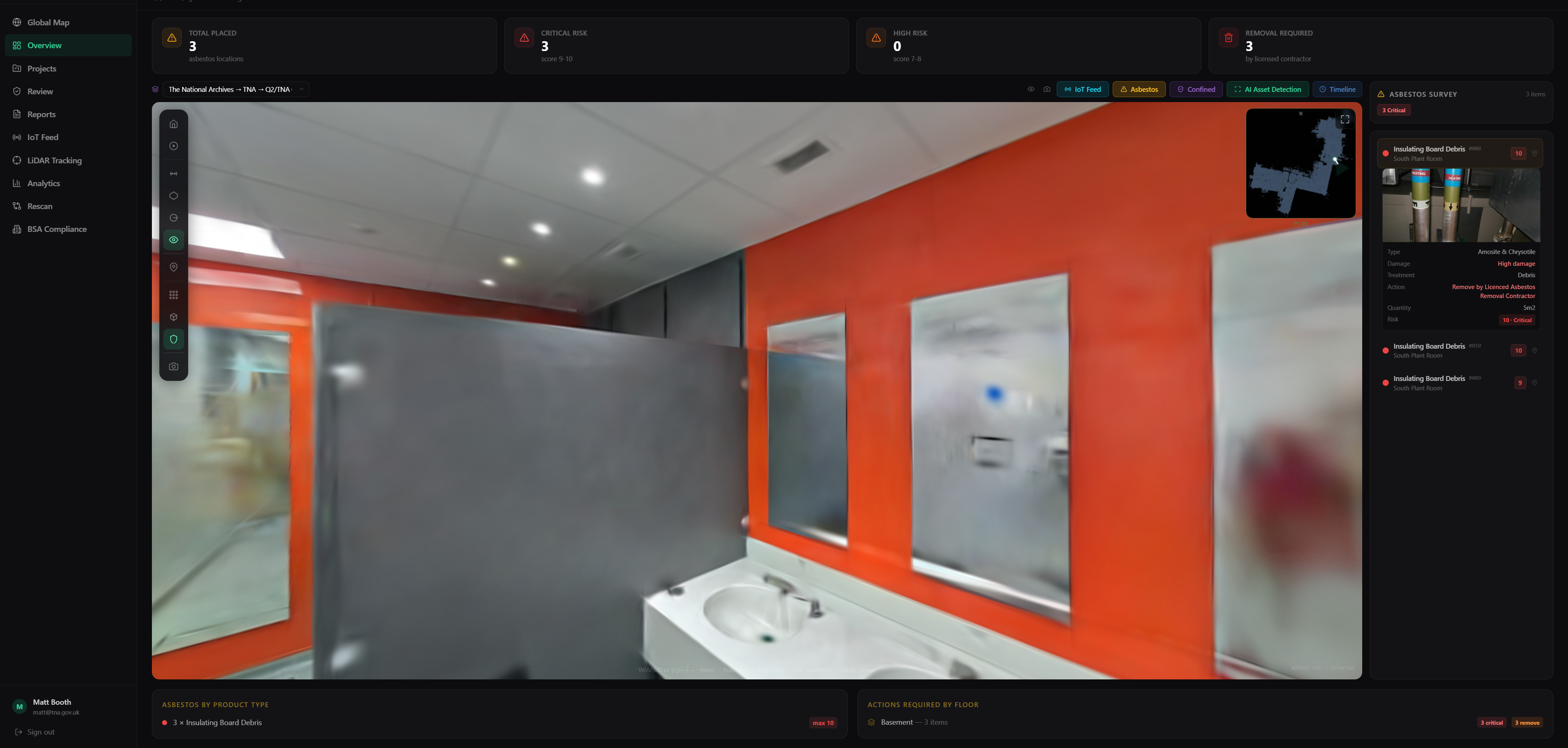 OnXR 3D viewer alternate camera angle showing AI asset detection pins